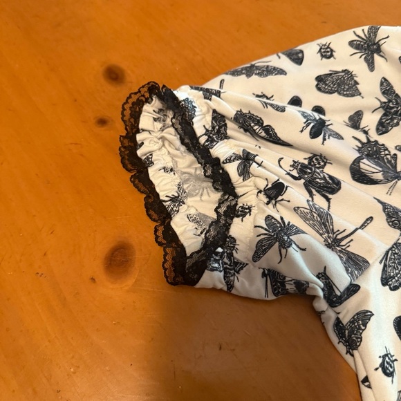 Hot Topic Black & White Tiered Collared Lace Trim Bug Mini Dress M Gothic Witchy - Picture 9 of 15